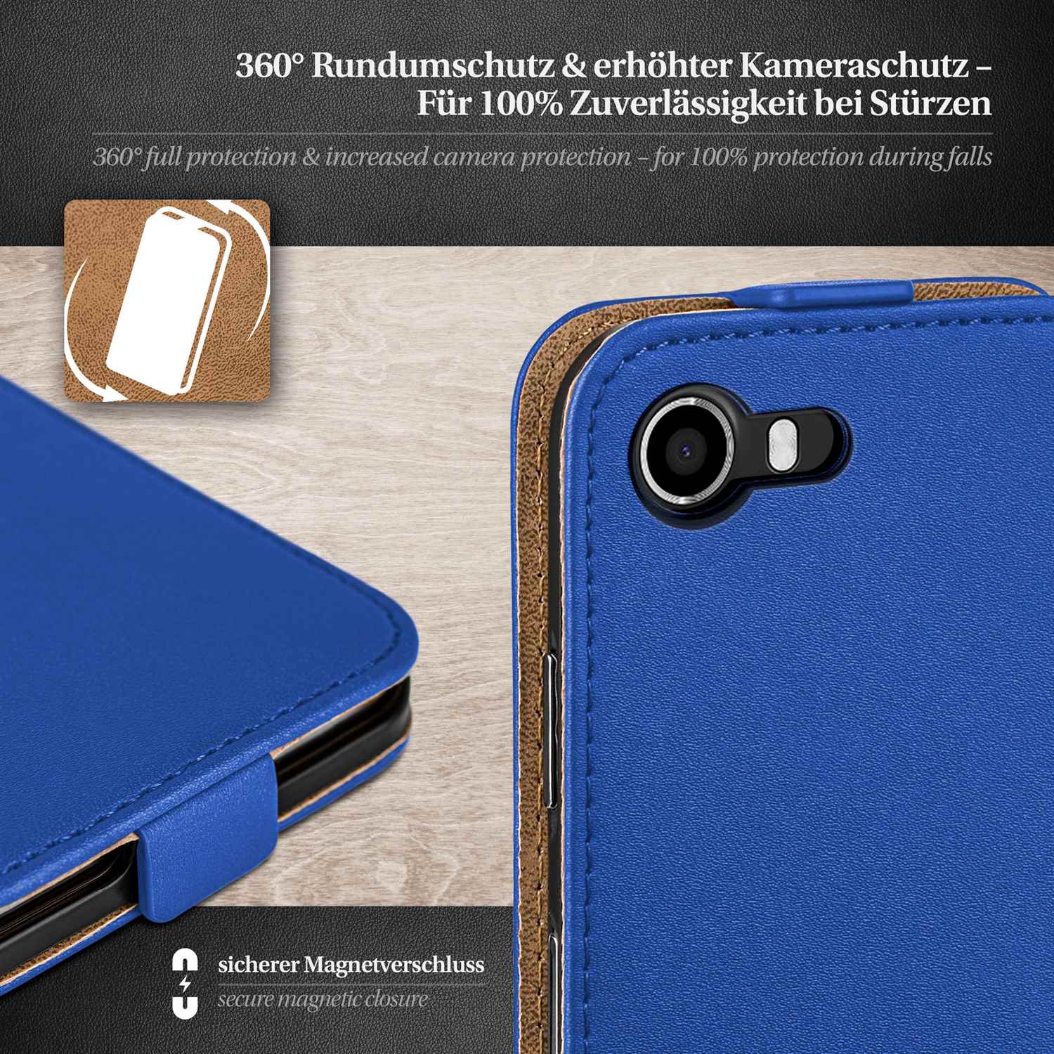 moex Flip Case Wiko Lenny Klapphülle Leder Optik – Weiteres Produktbild 2
