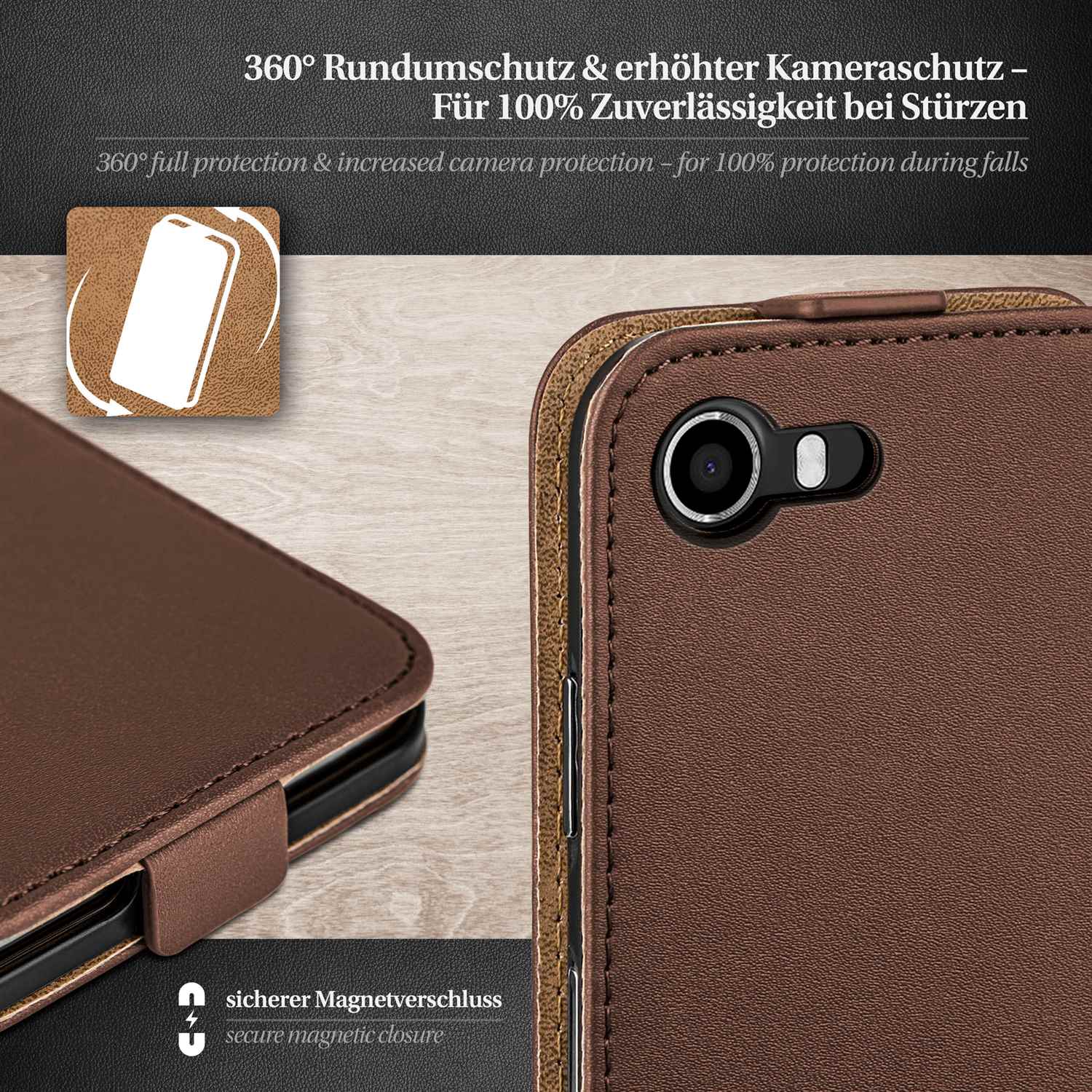 moex Flip Case Wiko Lenny Klapphülle Leder Optik – Weiteres Produktbild 2