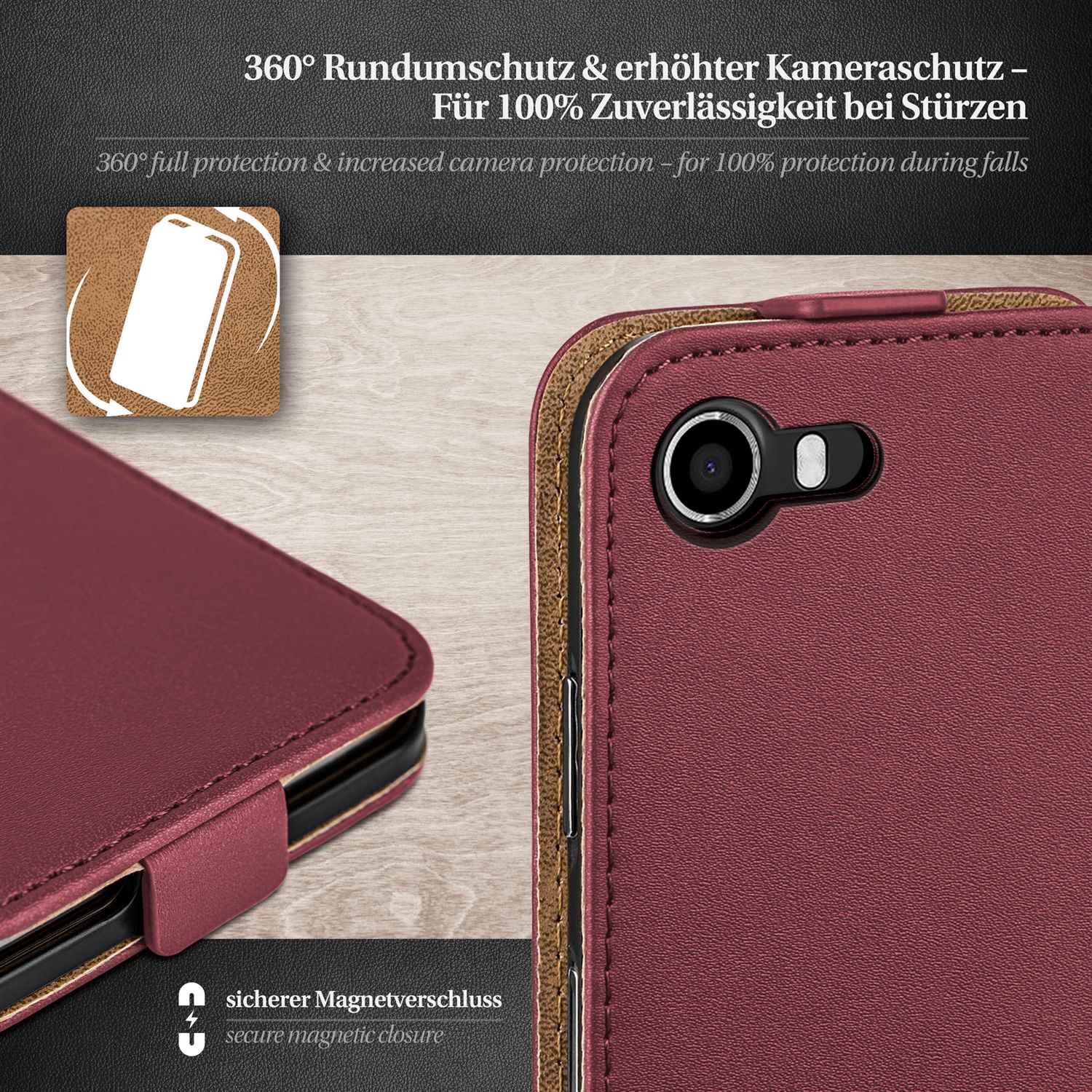 moex Flip Case Wiko Lenny Klapphülle Leder Optik – Weiteres Produktbild 2