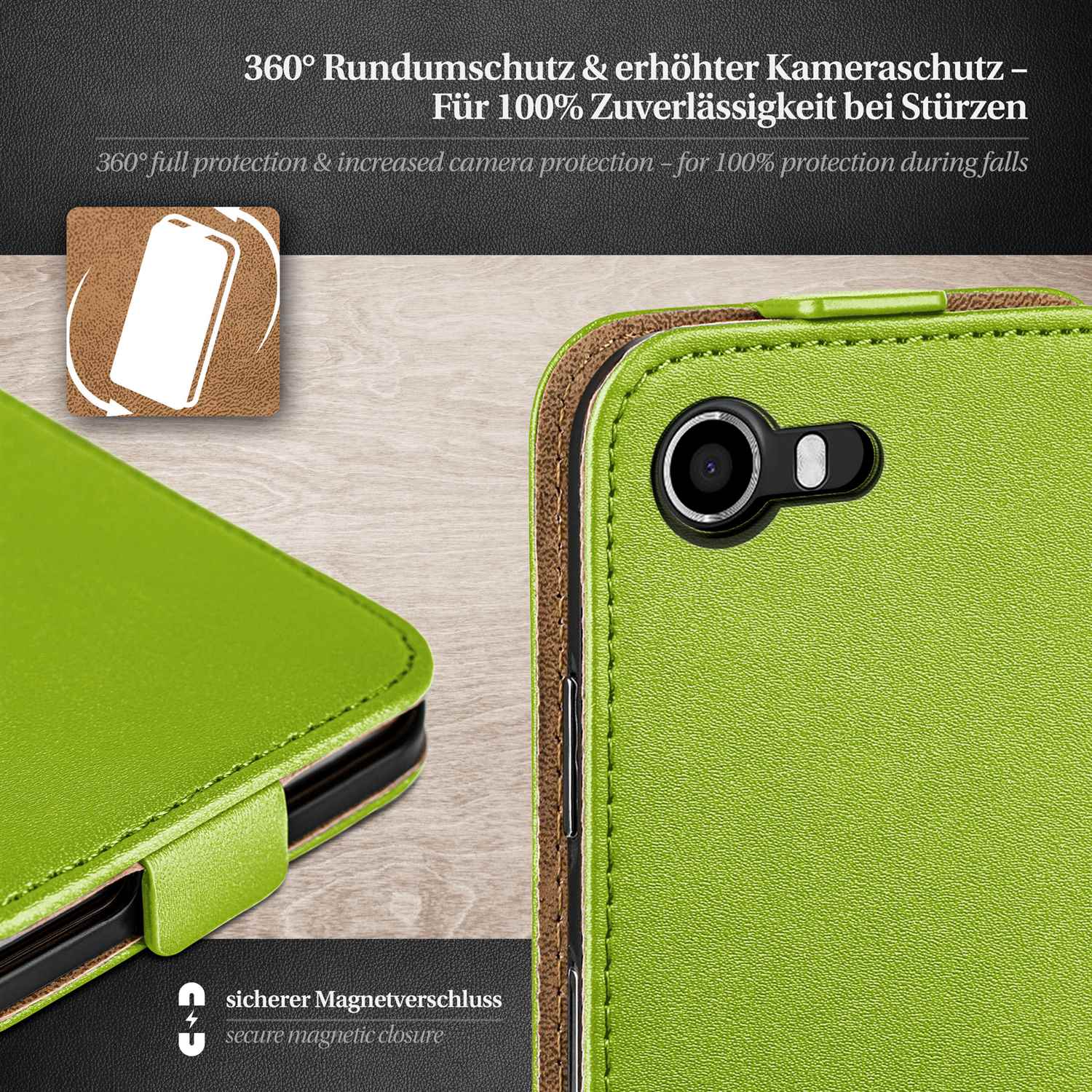 moex Flip Case Wiko Lenny Klapphülle Leder Optik – Weiteres Produktbild 2