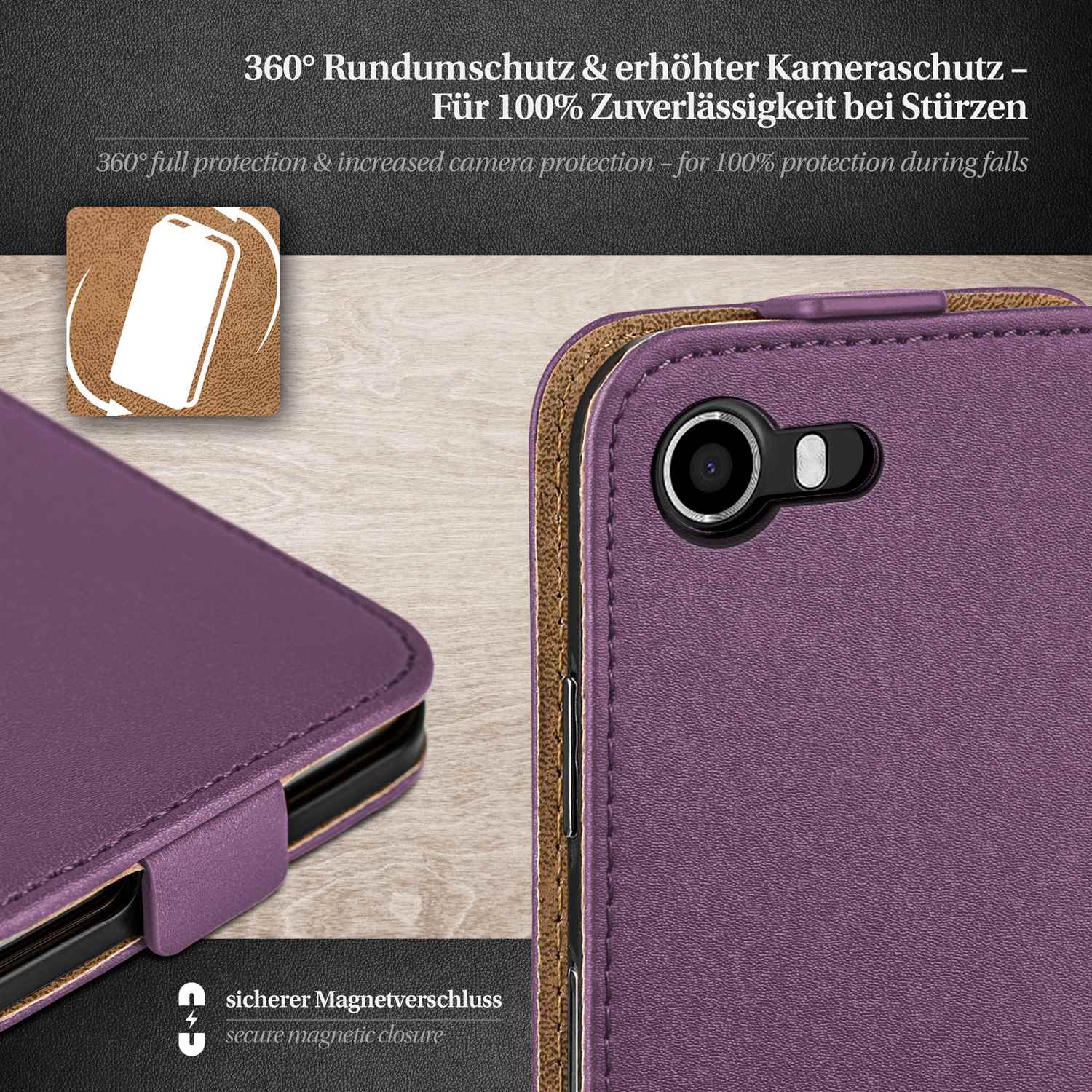 moex Flip Case Wiko Lenny Klapphülle Leder Optik – Weiteres Produktbild 2