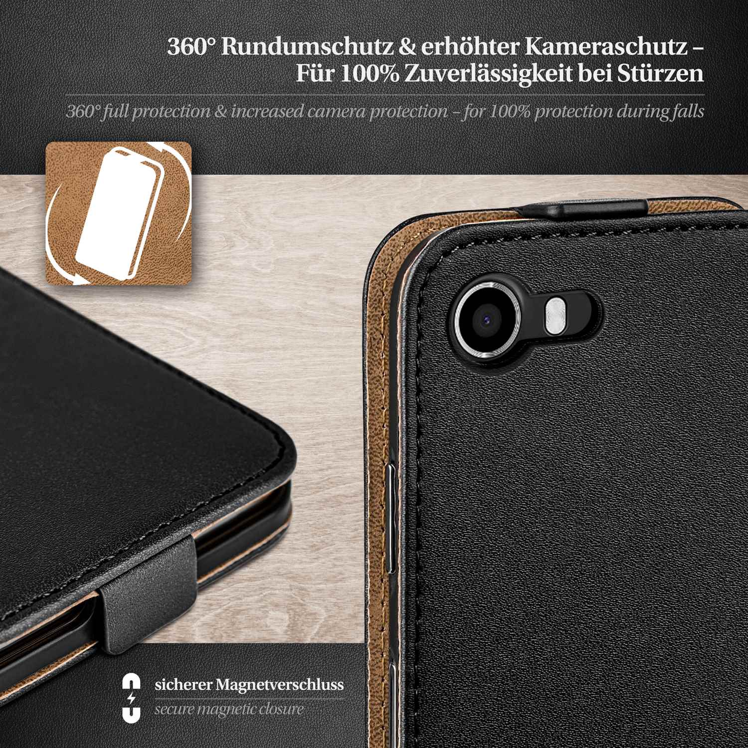 moex Flip Case Wiko Lenny Klapphülle Leder Optik – Weiteres Produktbild 2