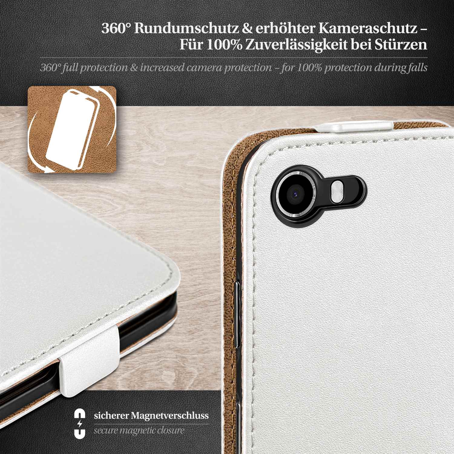 moex Flip Case Wiko Lenny Klapphülle Leder Optik – Weiteres Produktbild 2