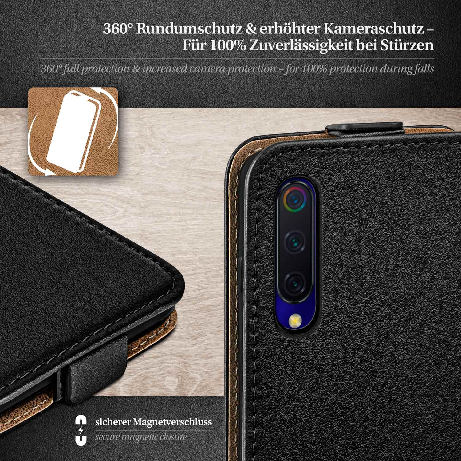 moex Flip Case Xiaomi Mi 9 Klapphülle Leder Optik – Weiteres Produktbild 3