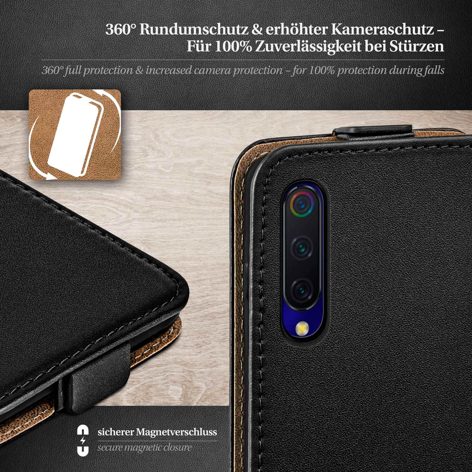 moex Flip Case Xiaomi Mi 9 Explorer Klapphülle Leder Optik – Weiteres Produktbild 3