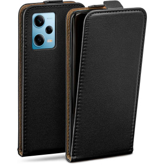 moex Flip Case Redmi Note 12 Pro 5G Klapphülle Leder Optik – Deep-Black