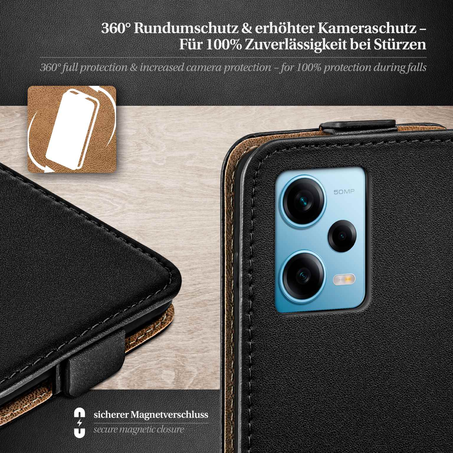 moex Flip Case Redmi Note 12 Pro 5G Klapphülle Leder Optik – Weiteres Produktbild 3 moex Flip Case Redmi Note 12 Pro 5G Klapphülle Leder Optik – Weiteres Produktbild 3