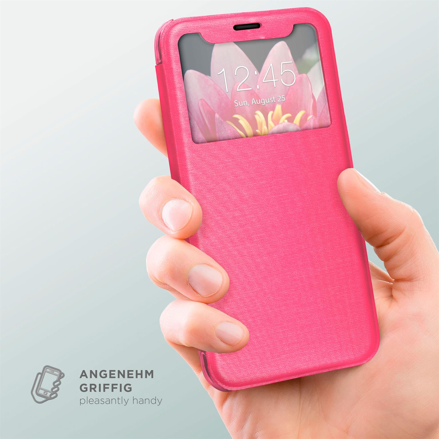 moex Focus Case für iPhone X – Klapphülle mit Sichtfenster – Handytasche mit Rundumschutz – Weiteres Produktbild 2