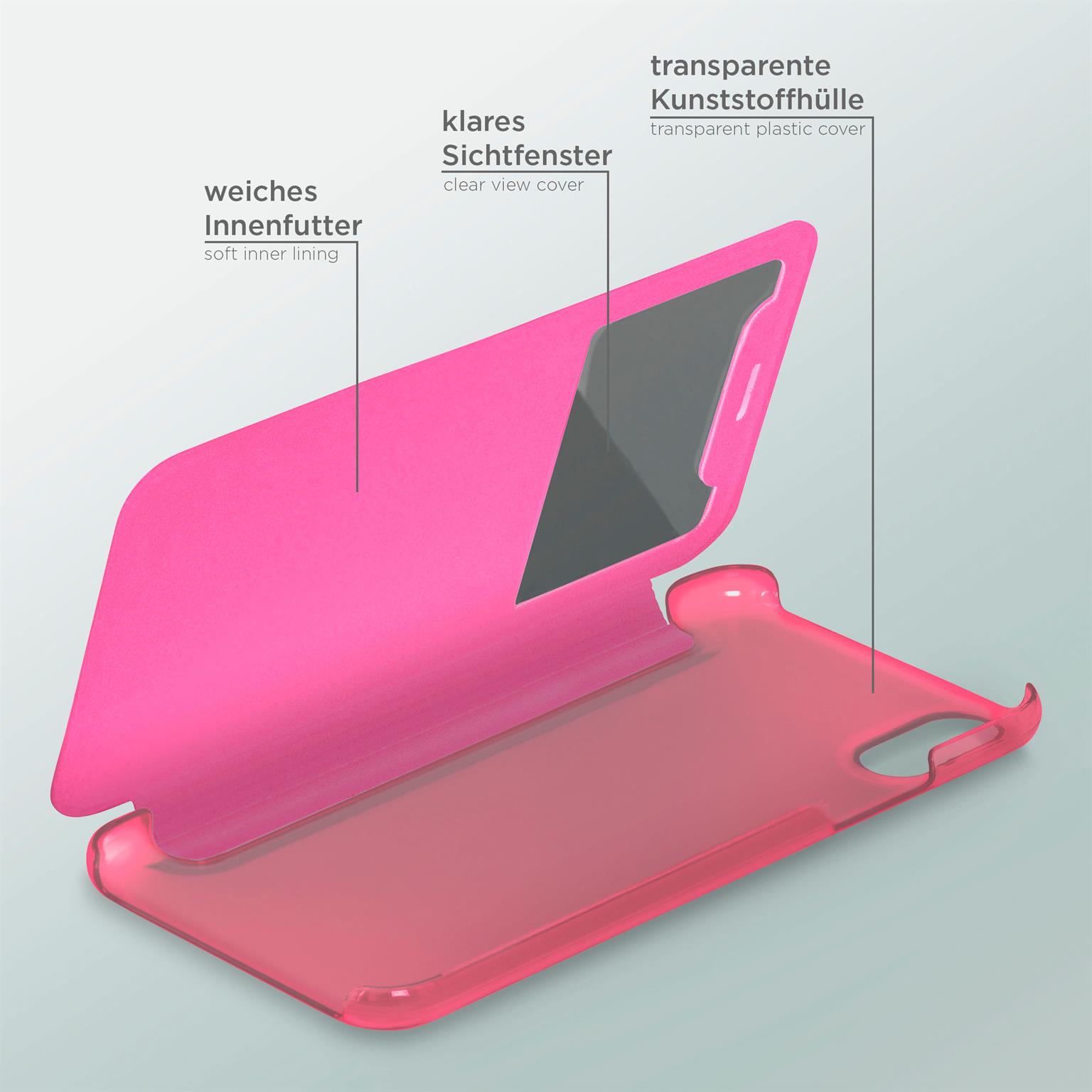 moex Focus Case für iPhone X – Klapphülle mit Sichtfenster – Handytasche mit Rundumschutz – Weiteres Produktbild 3