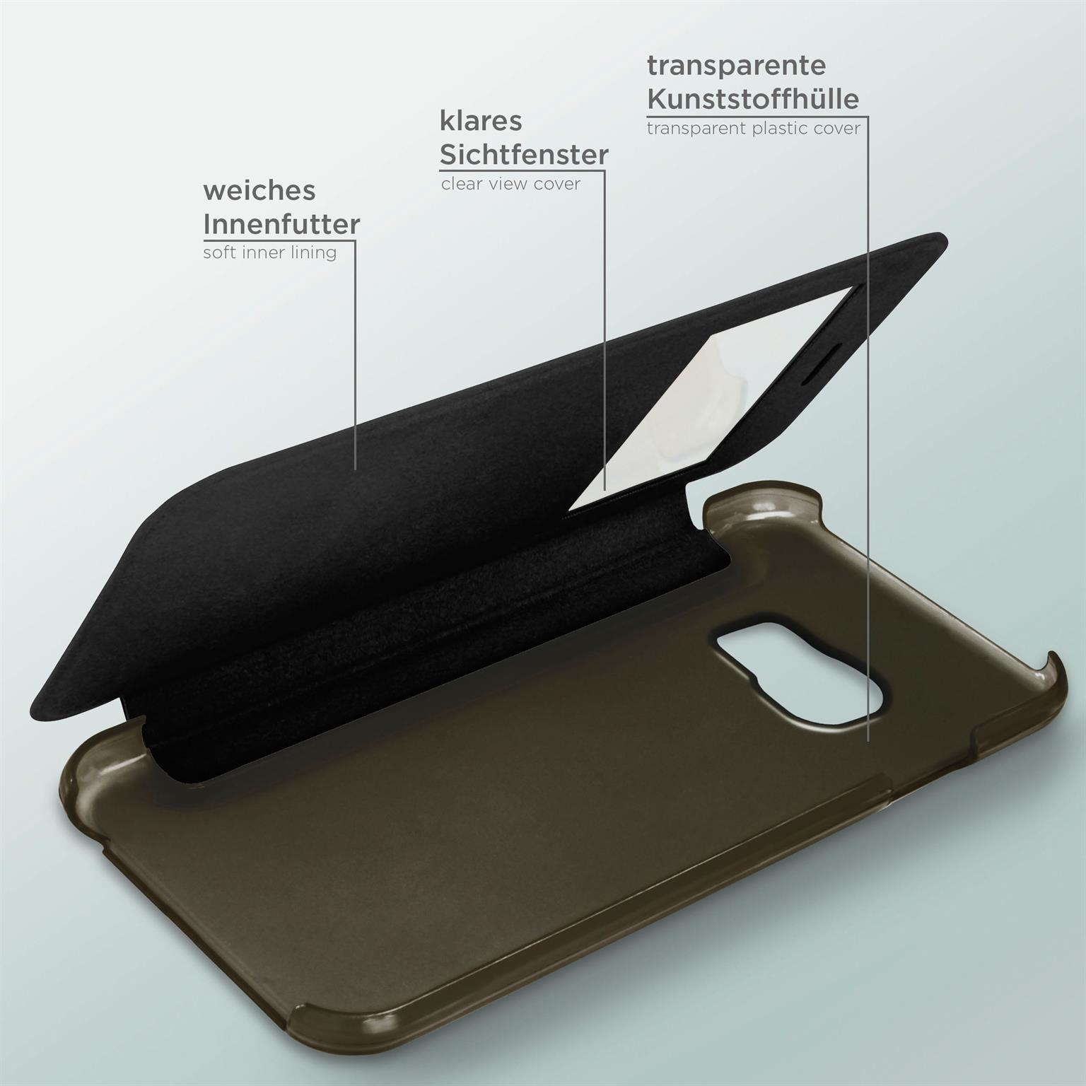 moex Focus Case für Samsung Galaxy S6 Edge – Klapphülle mit Sichtfenster – Handytasche mit Rundumschutz – Weiteres Produktbild 4