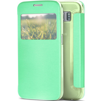 moex Focus Case für Samsung Galaxy S6 – Klapphülle mit Sichtfenster – Handytasche mit Rundumschutz – Serenity