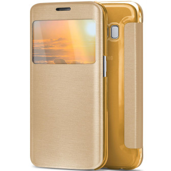 moex Focus Case für Samsung Galaxy S8 Plus – Klapphülle mit Sichtfenster – Handytasche mit Rundumschutz – Rising Sun