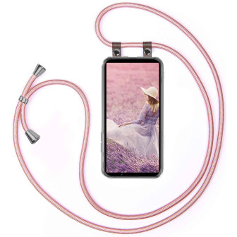 Moex Collana Per Cellulare Compatibile Con Sony Xperia 1 – Custodia Silicone Con Cinturino Regolabile Oro Rosa