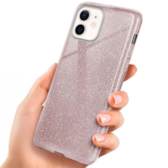 ONEFLOW Glitter Case iPhone 12 mit Glitzer Look – Gloss - Rosé