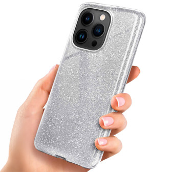 ONEFLOW ONEFLOW Glitter Case iPhone 14 Pro mit Glitzer Look – Sparkle - Silver