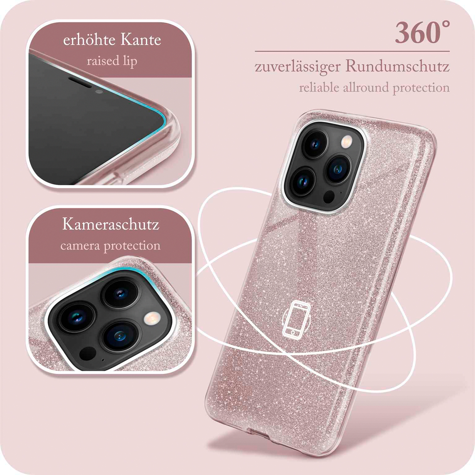 ONEFLOW Glitter Case iPhone 15 Pro mit Glitzer Look – Weiteres Produktbild 5