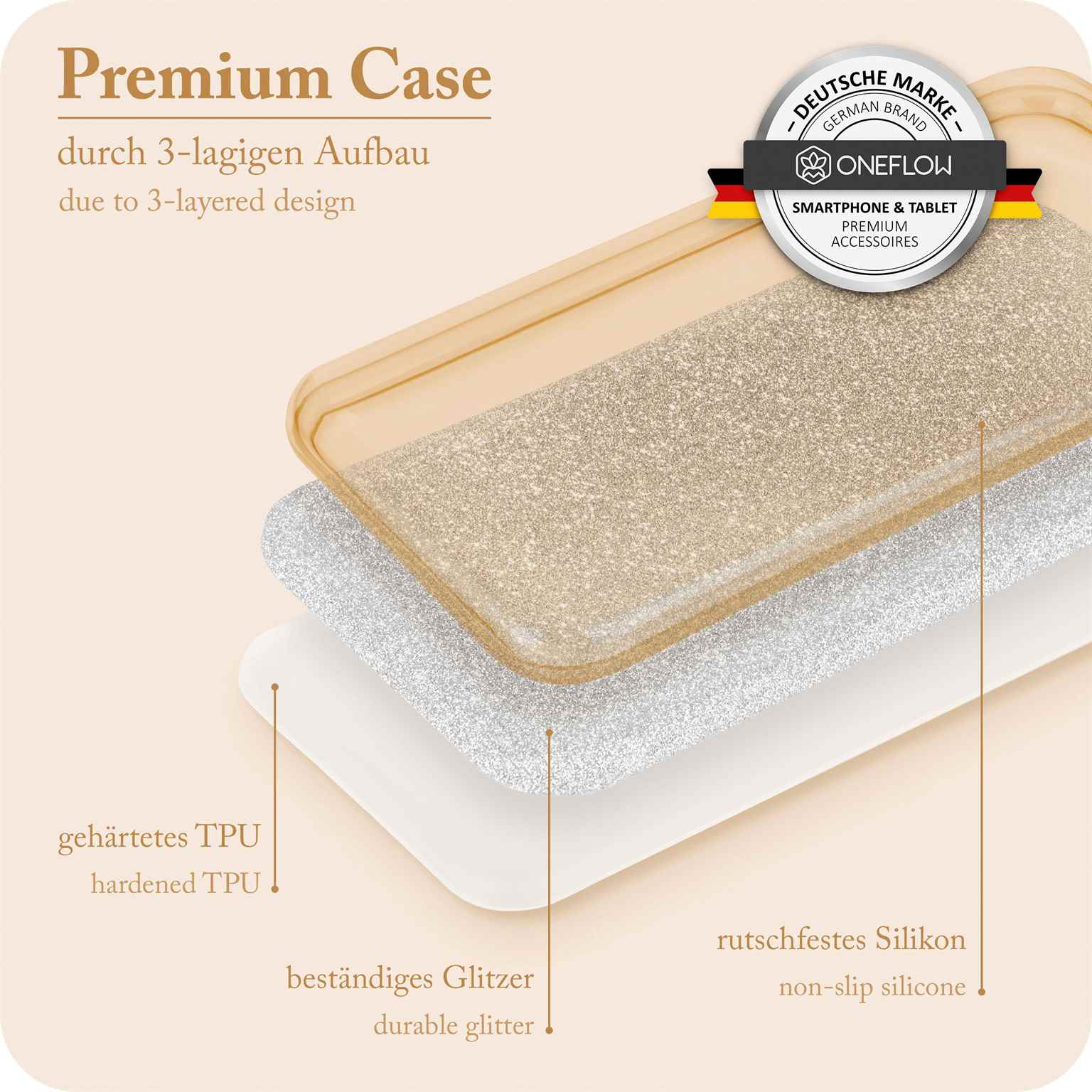 ONEFLOW Glitter Case iPhone SE (2022) mit Glitzer Look – Weiteres Produktbild 3