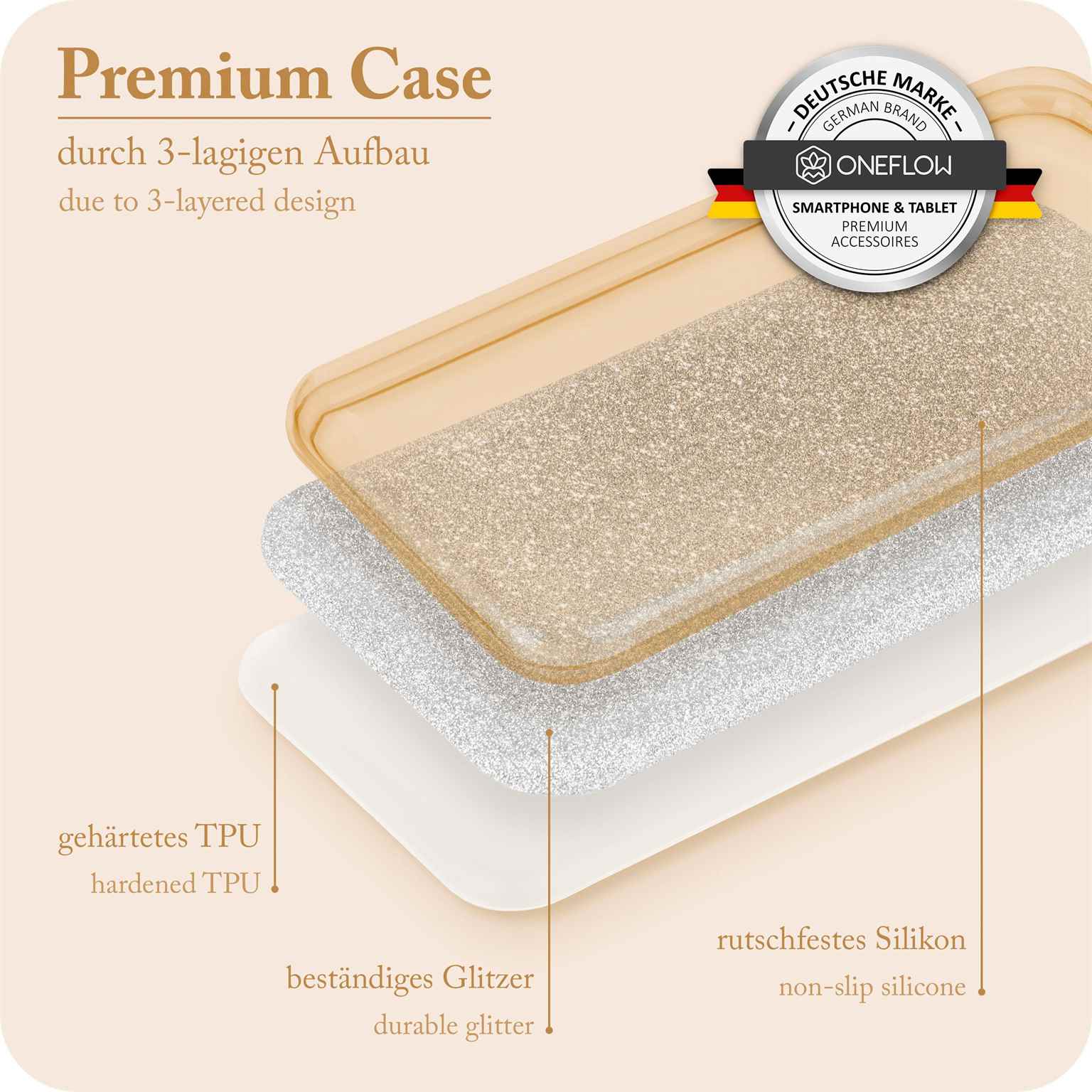 ONEFLOW Glitter Case iPhone X mit Glitzer Look – Weiteres Produktbild 2