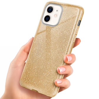 ONEFLOW Glitter Case iPhone 12 mini mit Glitzer Look – Shine-Gold