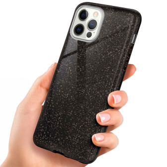 ONEFLOW Glitter Case iPhone 12 Pro mit Glitzer Look – Glamour-Black