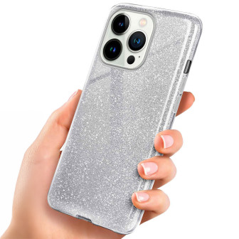 ONEFLOW Glitter Case iPhone 13 Pro mit Glitzer Look – Sparkle-Silver