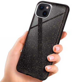 ONEFLOW Glitter Case iPhone 14 mit Glitzer Look – Glamour-Black