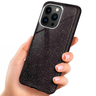ONEFLOW Glitter Case iPhone 15 Pro mit Glitzer Look – Glamour-Black