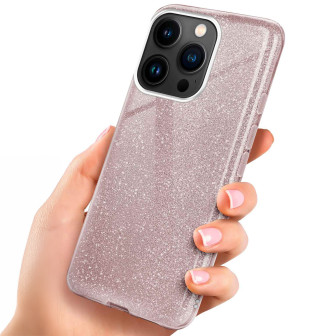 ONEFLOW Glitter Case iPhone 16 Pro Max mit Glitzer Look – Gloss-Rosé
