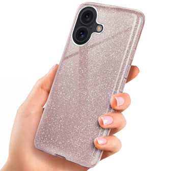 ONEFLOW Glitter Case iPhone 16 mit Glitzer Look – Gloss-Rosé