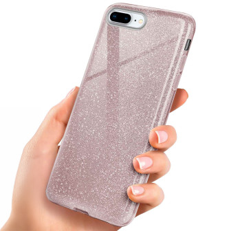 ONEFLOW Glitter Case iPhone 8 Plus mit Glitzer Look – Gloss-Rosé