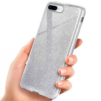 ONEFLOW ONEFLOW Glitter Case iPhone 8 Plus mit Glitzer Look – Sparkle-Silver
