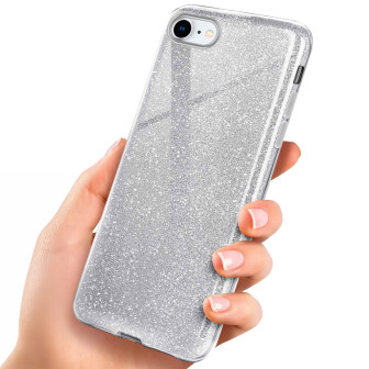 ONEFLOW Glitter Case iPhone 8 mit Glitzer Look – Sparkle-Silver