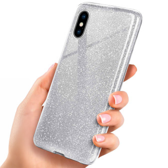 ONEFLOW Glitter Case iPhone XS Max mit Glitzer Look – Sparkle-Silver