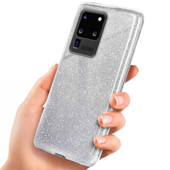 ONEFLOW Glitter Case Samsung Galaxy S20 Ultra 5G mit Glitzer Look – Sparkle-Silver
