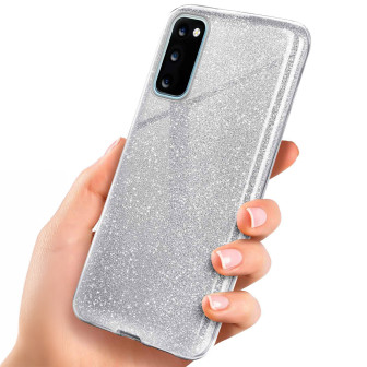 ONEFLOW Glitter Case Samsung Galaxy S20 mit Glitzer Look – Sparkle-Silver