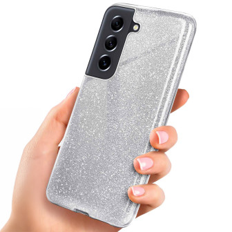 ONEFLOW Glitter Case Samsung Galaxy S21 FE 5G mit Glitzer Look – Sparkle-Silver
