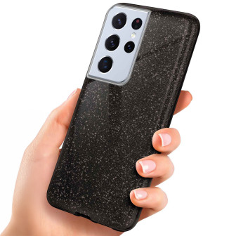ONEFLOW Glitter Case Samsung Galaxy S21 Ultra mit Glitzer Look – Glamour-Black