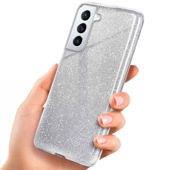 ONEFLOW Glitter Case Samsung Galaxy S21 mit Glitzer Look – Sparkle-Silver