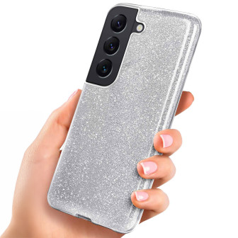 ONEFLOW Glitter Case Samsung Galaxy S22 Plus mit Glitzer Look – Sparkle-Silver