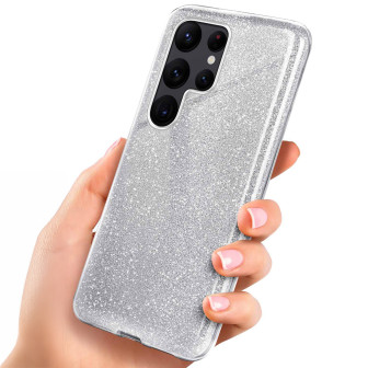 ONEFLOW Glitter Case Samsung Galaxy S22 Ultra mit Glitzer Look – Sparkle-Silver