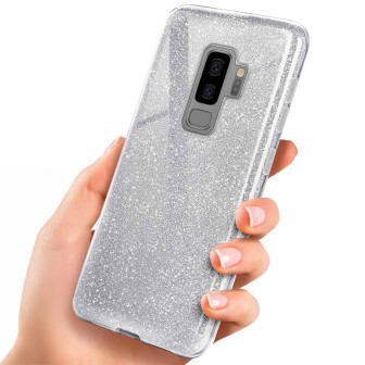 ONEFLOW Glitter Case Samsung Galaxy S9 Plus mit Glitzer Look – Sparkle-Silver