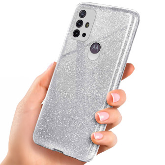 ONEFLOW ONEFLOW Glitter Case Motorola Moto G30 mit Glitzer Look – Sparkle - Silver