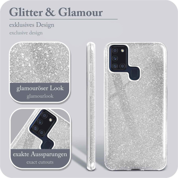 ONEFLOW Glitter Case Samsung Galaxy A21s mit Glitzer Look – Weiteres Produktbild 2