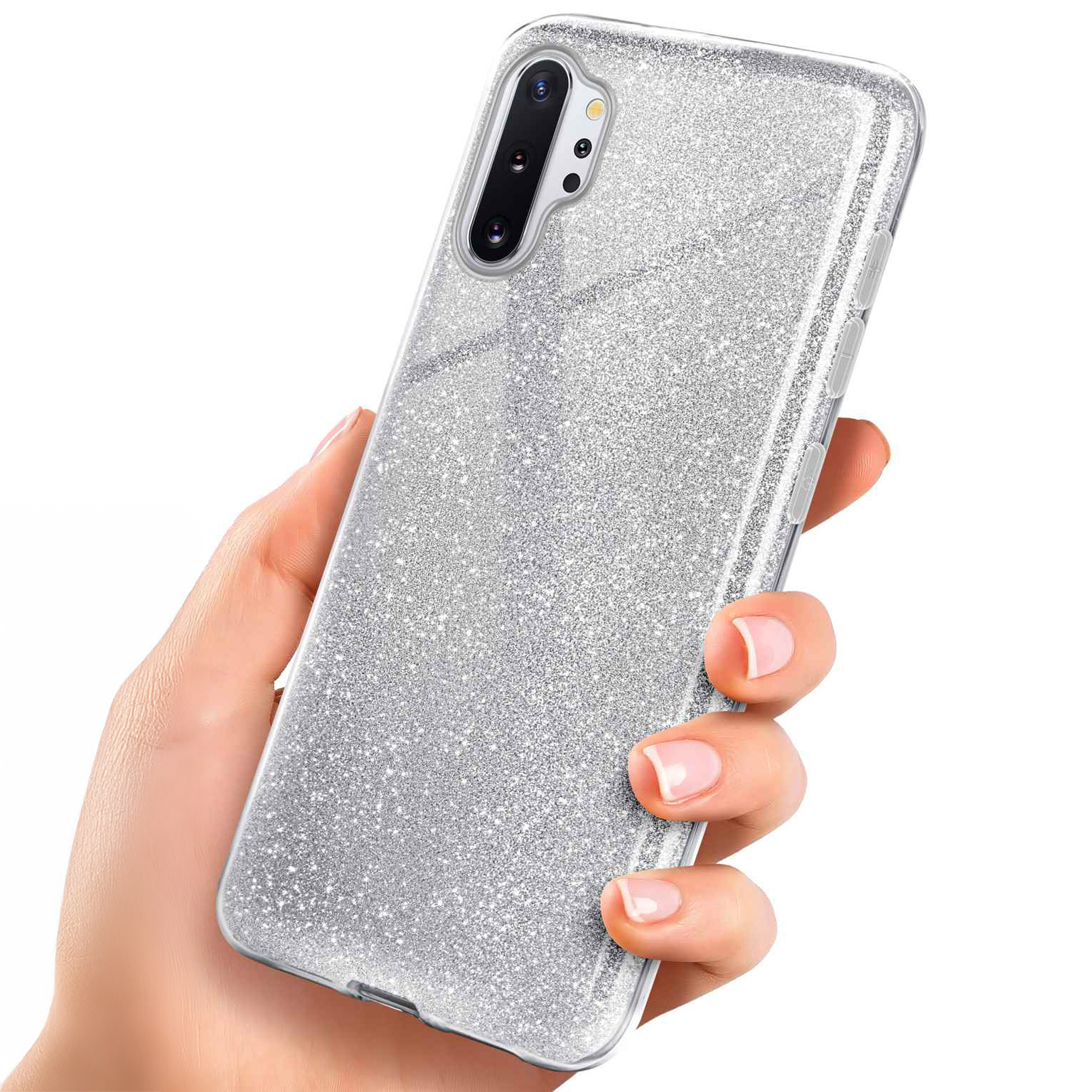 ONEFLOW Glitter Case Samsung Galaxy Note 10 Plus 5G mit Glitzer Look – Sparkle - Silver