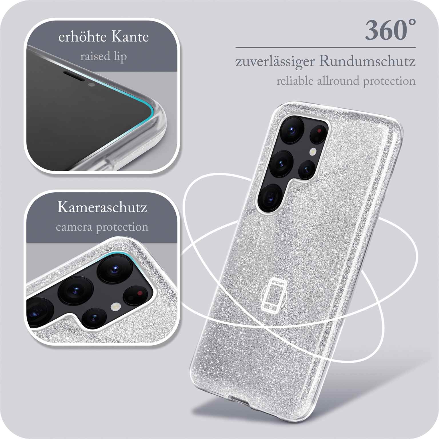 ONEFLOW Glitter Case Samsung Galaxy S22 Ultra mit Glitzer Look – Weiteres Produktbild 5