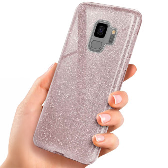 ONEFLOW Glitter Case Samsung Galaxy S9 mit Glitzer Look – Gloss - Rosé