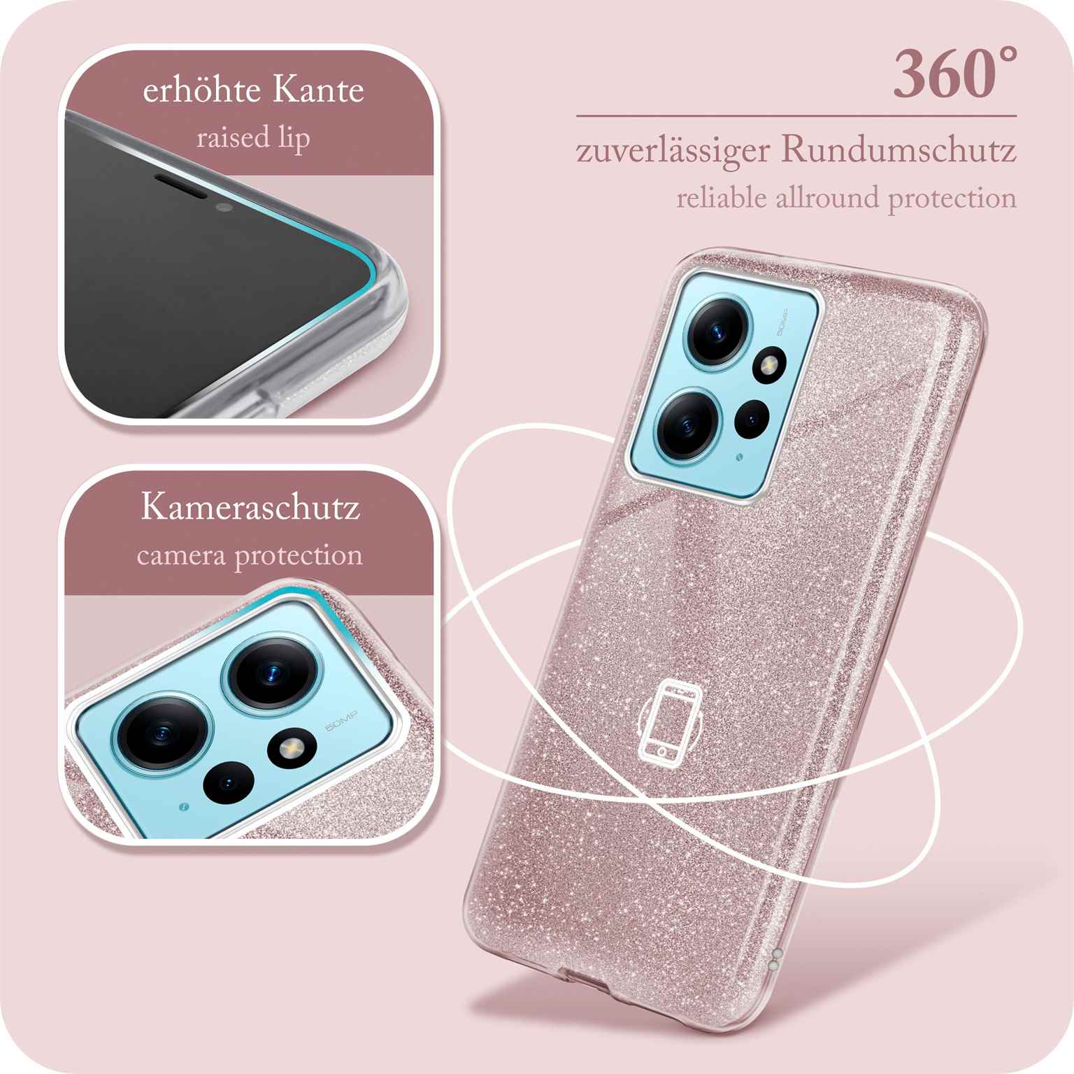 ONEFLOW Glitter Case Redmi Note 12 (4G) mit Glitzer Look – Weiteres Produktbild 5