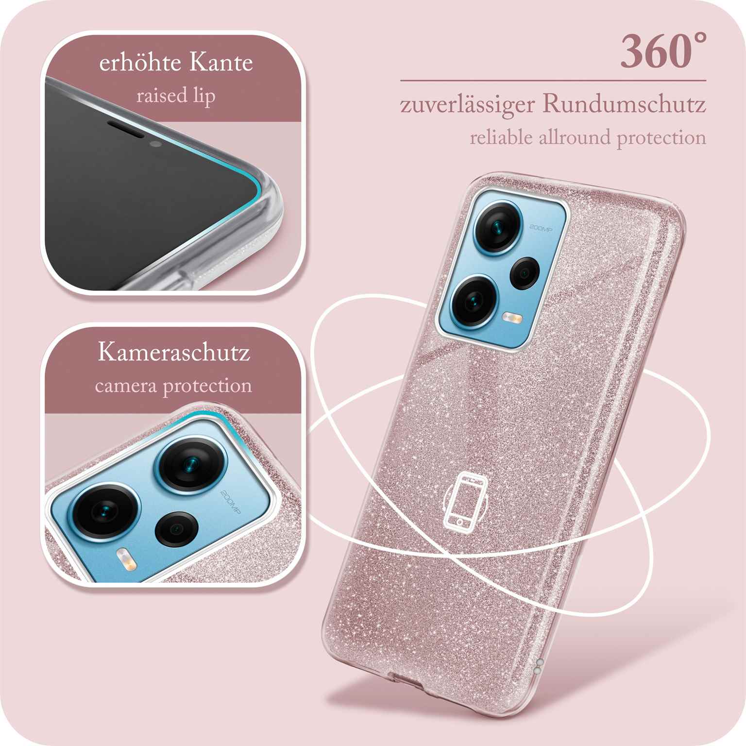 ONEFLOW Glitter Case Redmi Note 12 5G mit Glitzer Look – Weiteres Produktbild 5