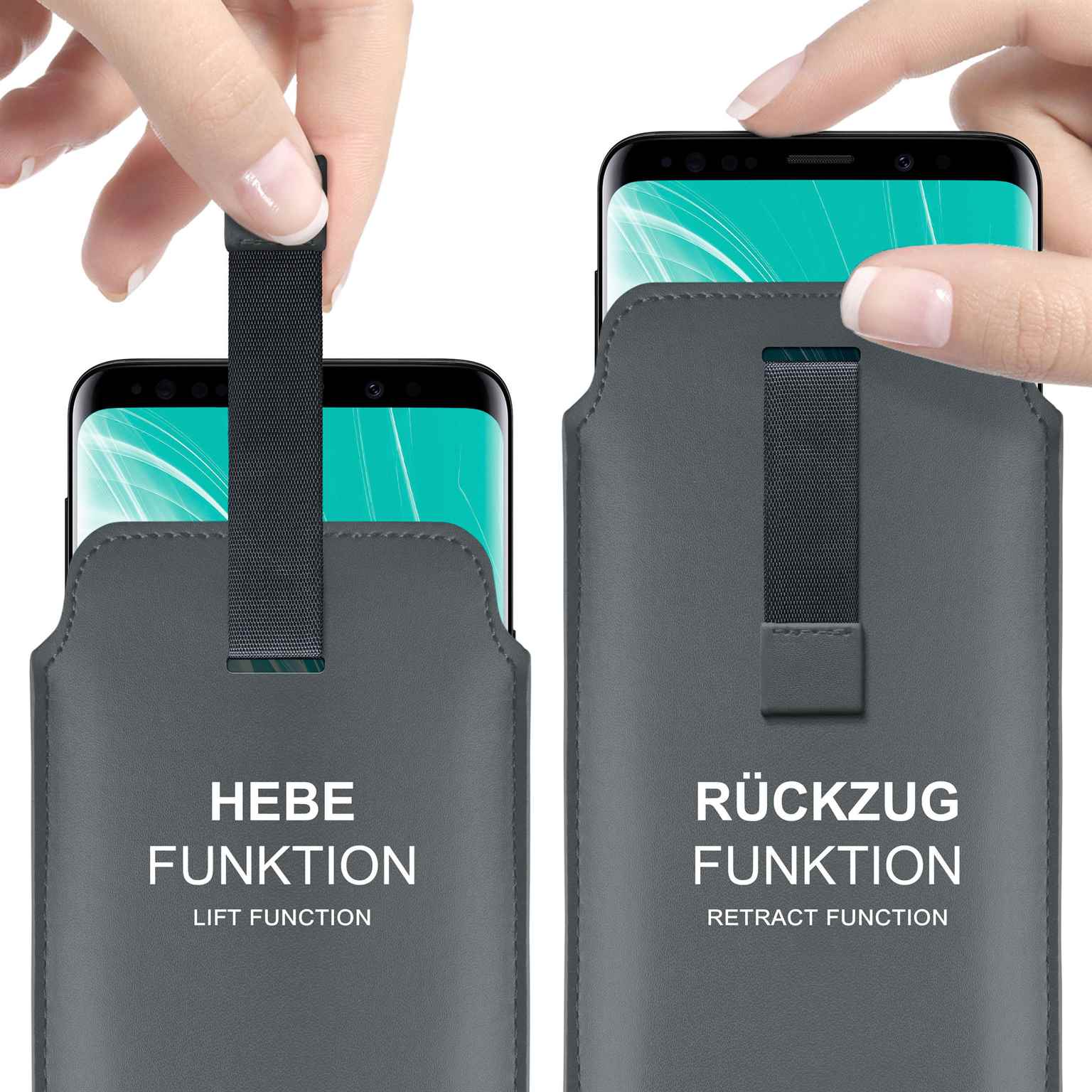 moex Pull Case iPhone 16 Einsteckhülle Leder Optik – Weiteres Produktbild 1