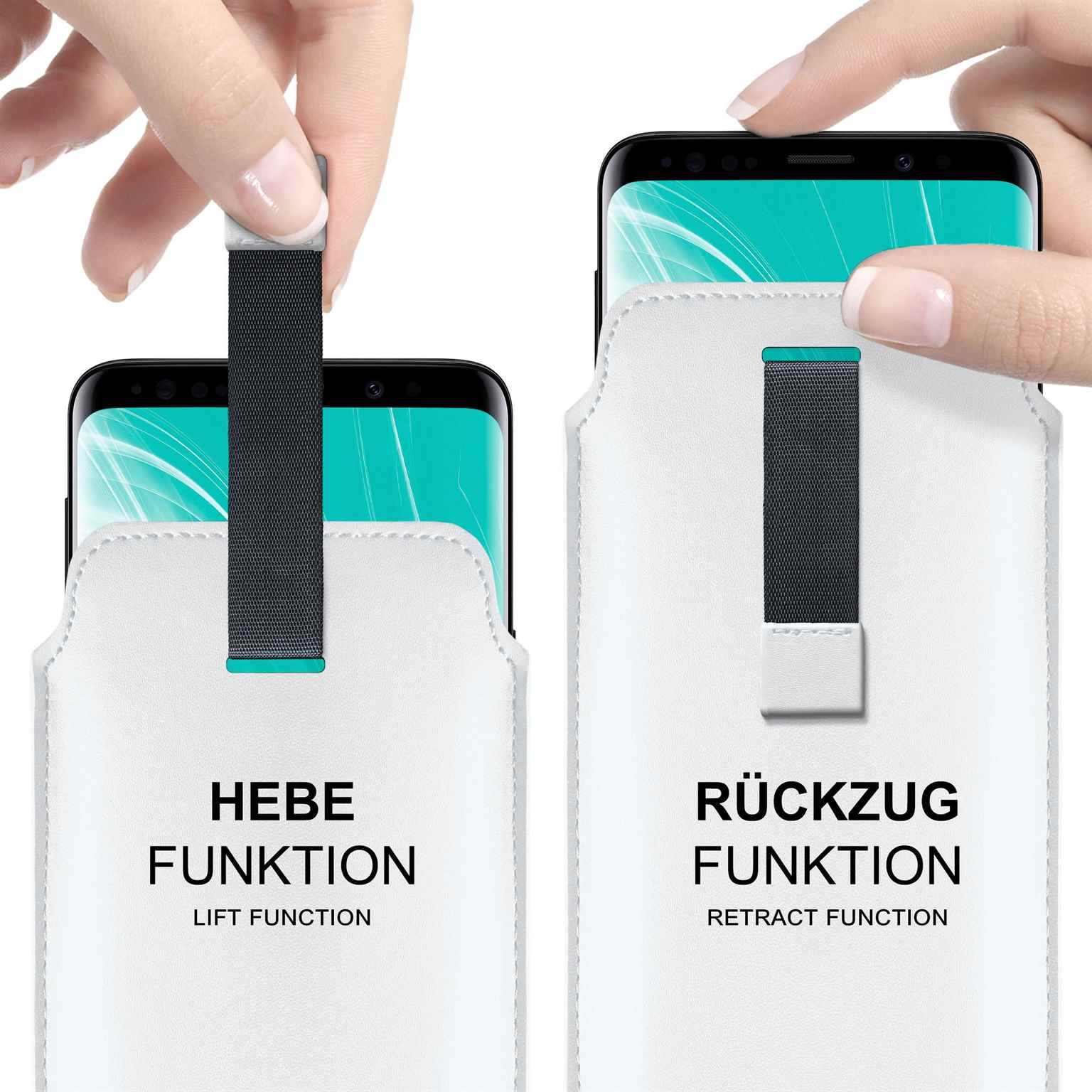 moex Pull Case iPhone 16 Einsteckhülle Leder Optik – Weiteres Produktbild 1